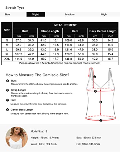 JACWERA Tank Tops for Women V Neck Silk Summer Satin Sleeveless Blouse Basic Camisole Shirts S-XXL