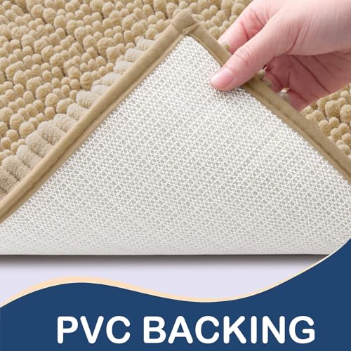 Arotive Luxury Chenille Bathroom Rug Mat, Extra Soft Thick Absorbent Shaggy Bath Rugs, Non-Slip Machine Wash Dry Plush Bath Runner Mat for Bathroom, Shower, and Tub (60"x24", White)