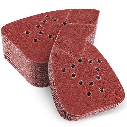 60 Grit Sanding Pads for Black and Decker Mouse Sanders, 12 Holes Hook and Loop Sandpaper - LotFancy Detail Palm Sander Sanding Sheets, Pack of 50
