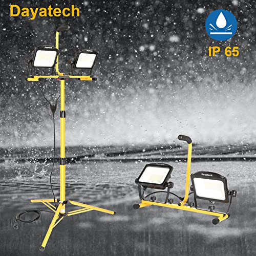 DAYATECH 10000 Lumen Dual-Head LED Work Light with Metal Telescopic Tripod Stand,10 Ft Power Cord