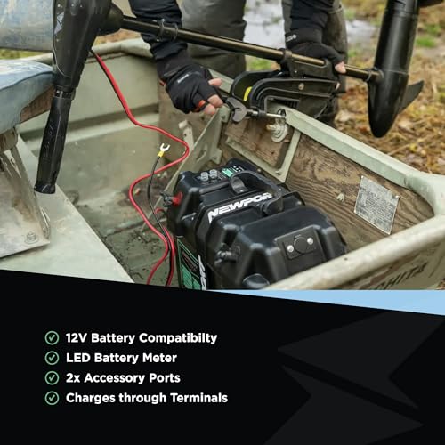 Newport Trolling Motor Smart Battery Box Power Center with USB and DC Ports, Medium