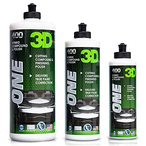 3D One Car Scratch & Swirl Remover Hybrid Rubbing Compound & Polish Buffing Compound for True Paint Correction 8oz Made in USA