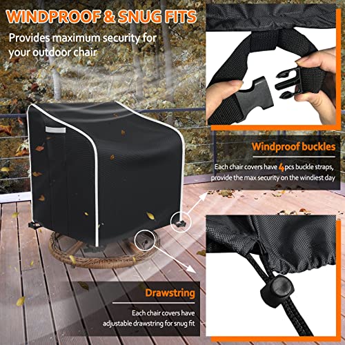 STARTWO Patio Chair Covers 2 Pack Outdoor Furniture Covers Waterproof Fit for 29"W x 30"D x 36"H, Lounge Deep Seat Cover, Heavy Duty Chair Covers for Lawn Furnitures, Black