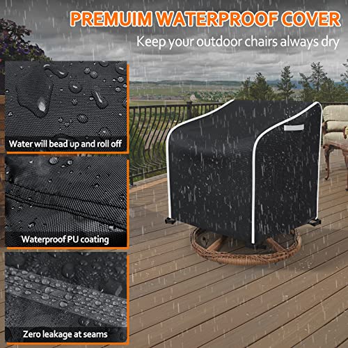 STARTWO Patio Chair Covers 2 Pack Outdoor Furniture Covers Waterproof Fit for 29"W x 30"D x 36"H, Lounge Deep Seat Cover, Heavy Duty Chair Covers for Lawn Furnitures, Black