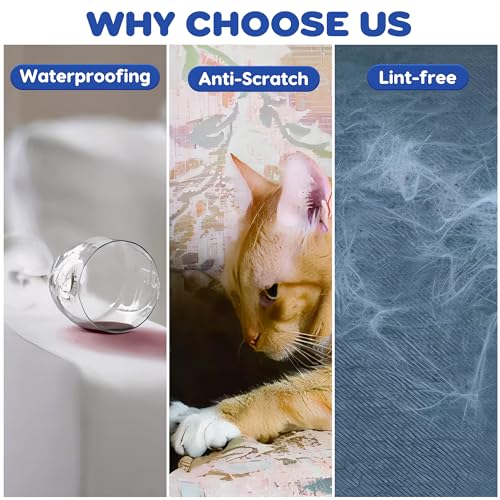 Cat Scratch Furniture Protector - Anti-Slip, Waterproof Sofa Cover to Keep Cats Off, Pet-Friendly Couch Protectors for 3 Cushion Couch, Beige Anti-Scratch Couch Cover for Pets and Kids 118"X71"