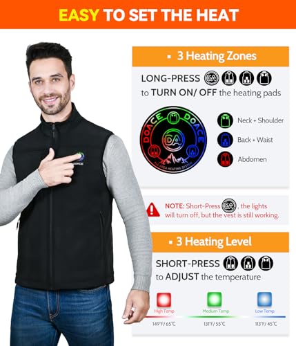 DOACE Heated Vest for Men and Women with APP Control, Smart Electric Heating Vest with Battery, Unisex Warming heated Jacket