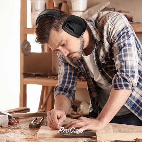 ProCase Extra Large SNR 37dB Noise Cancelling Headphones, Hearing Protection Ear Muffs for Noise Reduction NRR 35dB -Black