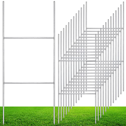 12 Pcs H Stakes for Yard Signs 16.5'' x 7'' Heavy Duty Metal H Frame Wire Stakes Weatherproof Metal Holder for 4mm 5mm Corrugated Signs Guidepost Yard Halloween Decoration