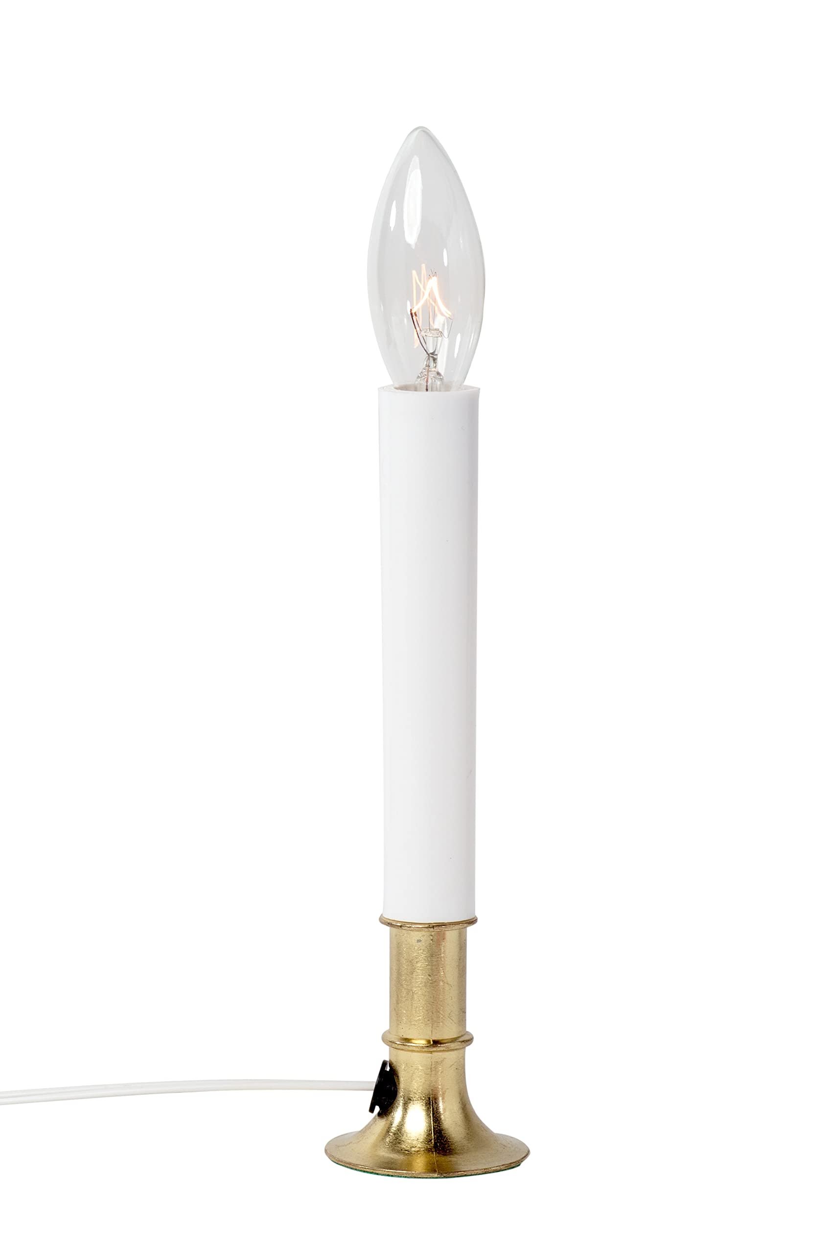 Creative Hobbies® Electric Window Candle Lamp with Brass Plated Base, On/Off Switch, Light Bulb, Ready to Use!