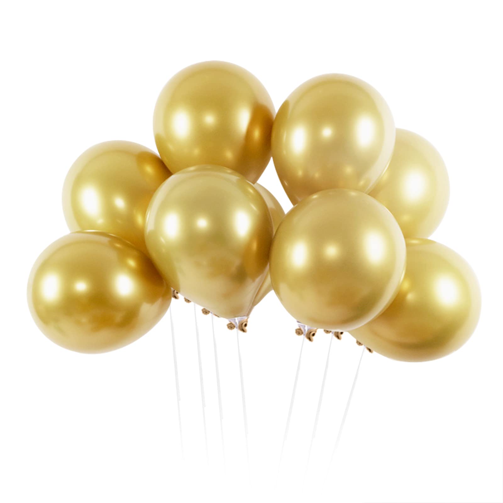 Borcolo100PCS Metallic Chrome Balloons, Birthday Balloons, Shiny Balloons, 12inch(30cm) Birthday Wedding Graduation Anniversary Party Decorations (Golden)