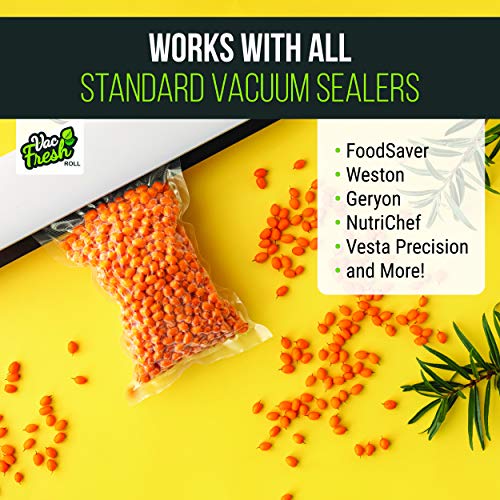 Vac Fresh Food Vacuum Sealer Rolls (8" x 50', 1 Roll), 3.5mil VF850 Embossed Food Storage Bags, Vacuum Seal Bags for Meal Prep, Sous Vide Bags for Cooking (50 Feet)