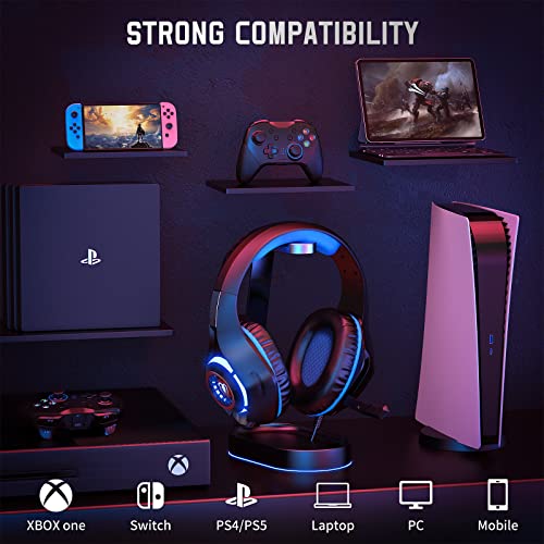 Gaming Headset for PC, Ps5, Switch, Mobile, Gaming Headphones for Nintendo with Noise Canceling Mic, Deep Bass Stereo Sound