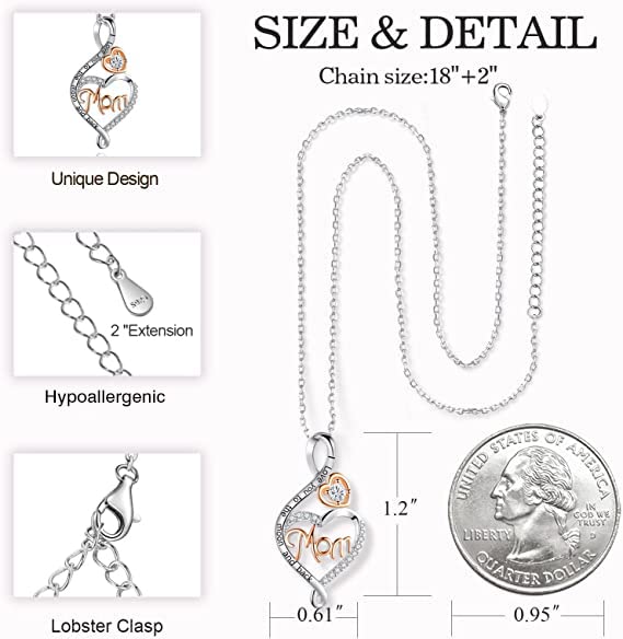 BFF&UNICORN Christmas Gifts for Mom, Sterling Silver Heart Infinity Necklaces for Women Wife,Birthday Mothers Day Jewelry Gifts for Mom from Daughter Son
