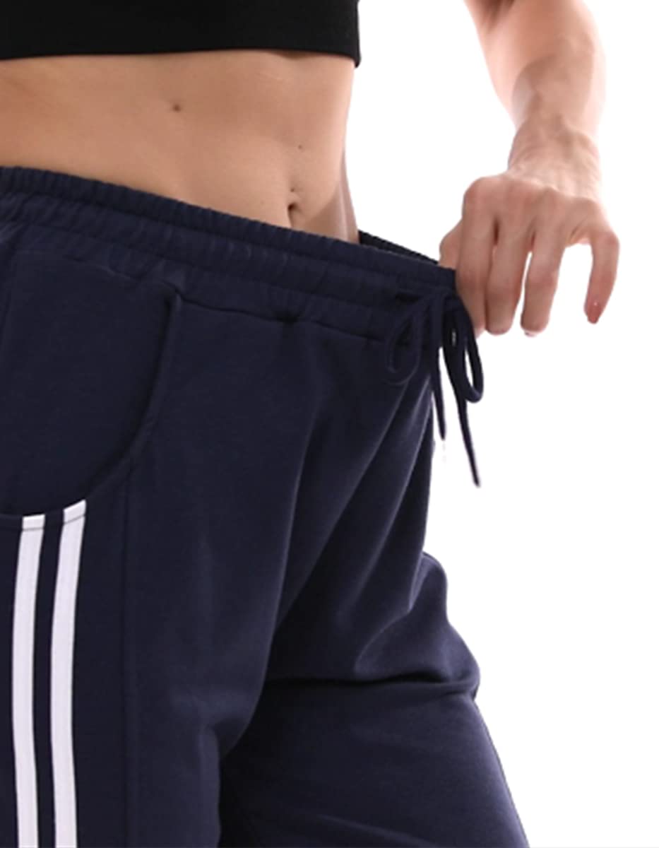 KaiDi Women's Sweatpants Capri Pants Comfy Loose Athletic Running Workout Pants Lounge Joggers Pants with Pockets (Black,L)