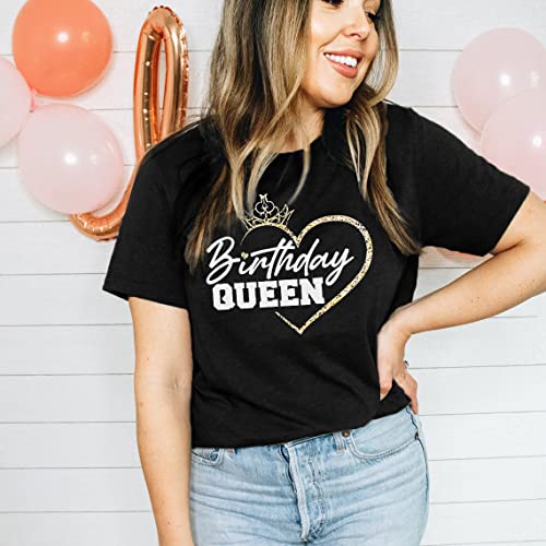 Birthday Shirts for Women Birthday Queen Shirt Funny Letter Printed Shirt Birthday Party Tee Top