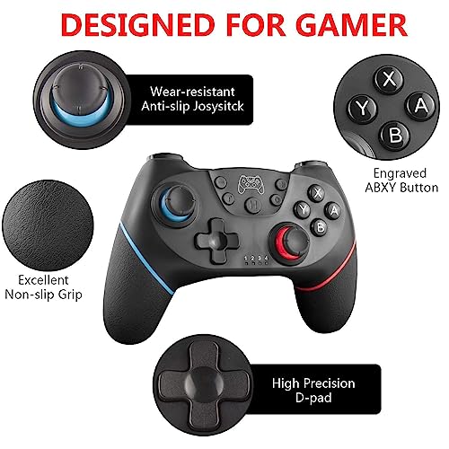 Diswoe Upgraded Wireless Controller for Switch/Lite/OLED Pro Controller for Switch Remote Joystick Gamepad Supports Wake up, Gyro Axis, Turbo, Dual Vibration and Screenshot Function