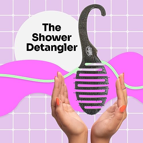 Wet Brush Shower Hair Brush Detangler - Exclusive Ultra-soft IntelliFlex Bristles - Minimizes Pain And Protects Against Split Ends and Breakage - Comb For Women, Men, Wet & Dry Hair - Black Glitter