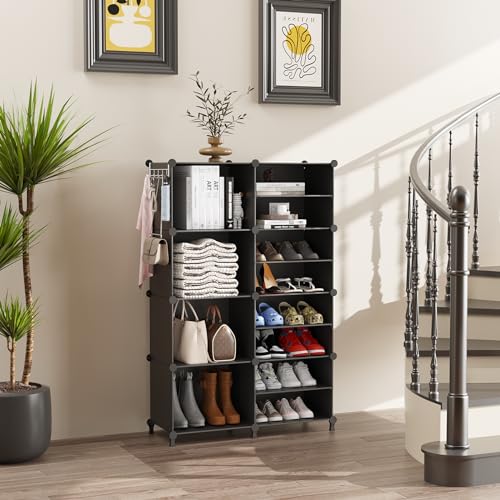 AWTATOS Closet Organizer 8 Cube Storage Shelves Portable Closet Clothes Organizers and Storage Stackable Cubby Shelving for Closet Bedroom Living Room Office Black