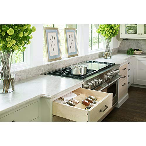 Rev-A-Shelf 16" 3 Tiered Seasoning Organizer, Trim-to-Fit Wooden Kitchen Draw and Cabinet Home Storage Insert, Pull Out Spice Rack, Maple, 4SDI-18