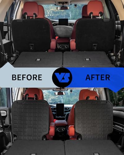 Rongtaod Back Seat Cover Protector Compatible with 2020-2025 Ford Explorer 6 Seats Back Seat Cover Kick Mat Trunk Mat Cargo Mat Cargo Liner 2024 Explorer Accessories (The 2nd Row,Backrest Mats)