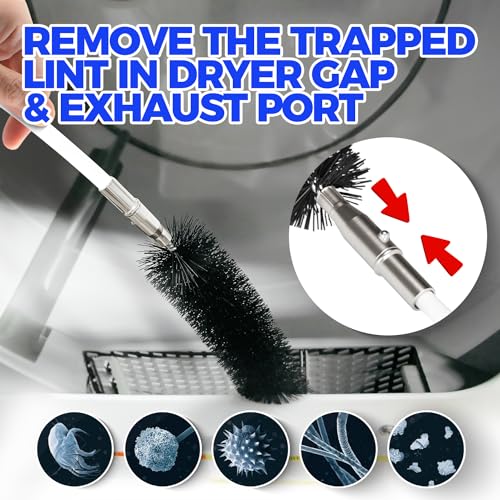 Holikme 16 Feet Dryer Vent Cleaner Kit, Upgrade Flexible Lint Brush with Drill Attachment, Extends Up to 16 Feet for Easy Cleaning,Use with or Without a Power Drill