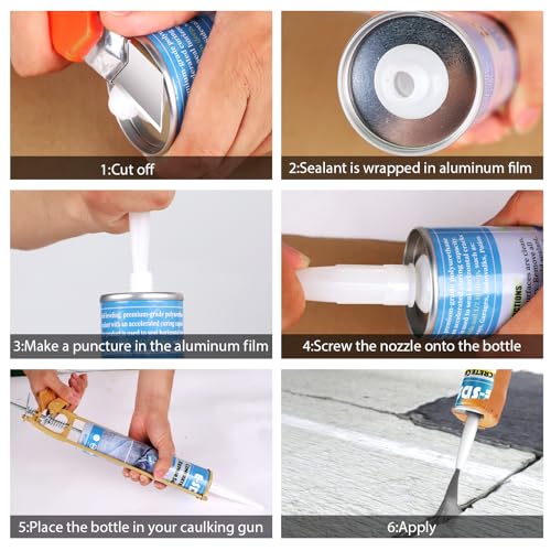 E-SDS Concrete Crack Filler and Sealant Self-Leveling, Polyurethane Construction Crack Flexible Sealant Sealing Horizontal Cracks, Gray 10.5 fl. oz (3 Pack)
