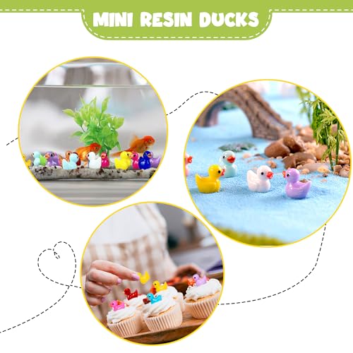 HAVAGDTM 120 PCS Mini Ducks Miniature Duck Figures for Ornamen Garden Aquarium DIY School Project, Party Favor