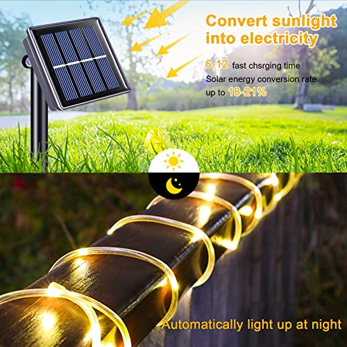 JMEXSUSS Green Halloween Solar Lights, 66 ft 200 LED Rope Lights Outdoor Waterproof, PVC Tube Green Christmas String Lights for Halloween Party Tree Fence Christmas