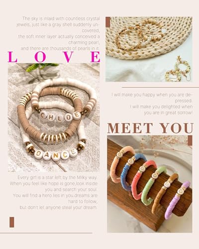 Bracelet Making Kit, 10,000 Pcs Polymer Clay Beads, 48 Colors Round Letter Beads Jewelry Making Kit Friendship Bracelets Heshi Beads with Charms Strings Crafts Gift for Girls Adults