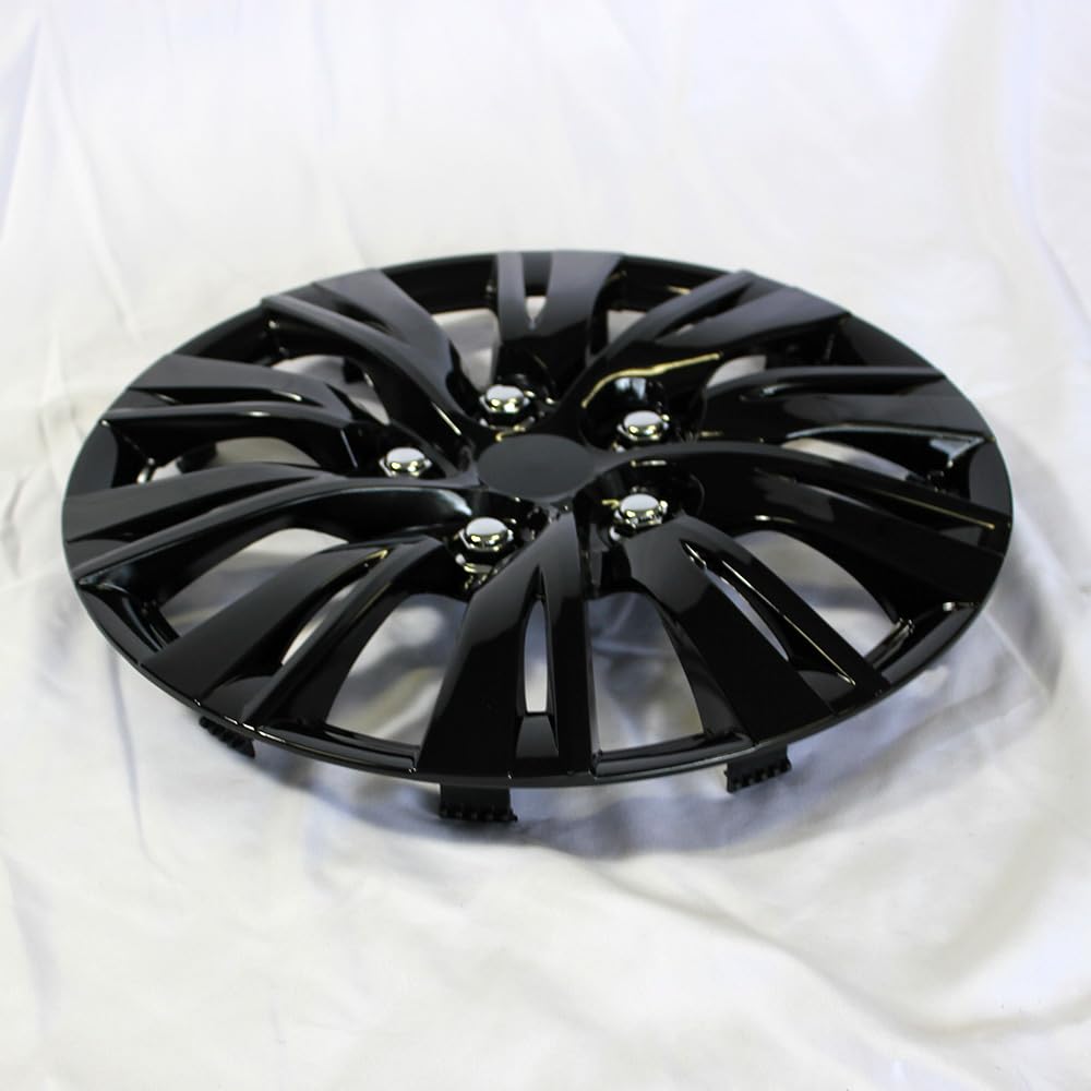 Set of 4 15" 10 Split Spoke Wheel Covers - Gloss Black