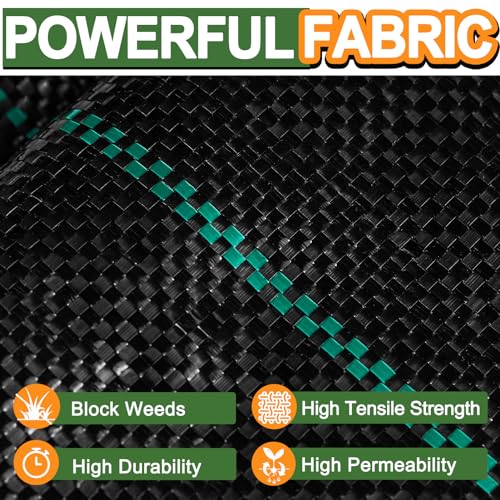 Winisok Weed Barrier Landscape Fabric Heavy Duty, 3FT x 50FT Thicken Garden Fabric Weed Mats, Durable Weeds Control Mulch Breathable Weed Cloth for Landscaping Weed Blocker Garden Bed Cover