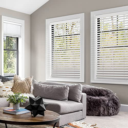 CHICOLOGY Faux Wood Blinds, Window Blinds, Wood Blinds, Window Shades, Window Treatments, Blinds & Shades, Window Shades for Home, Wooden Blinds, Basic White, 41" W X 48" H