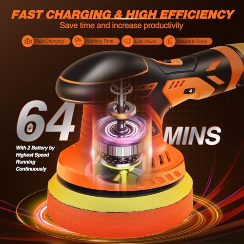 Saker Cordless Buffer Polisher, 6 Inch Fast Charging Portable Car Polishing Kit with 12V 2000mAh Battery, Polisher for Car Detailing Polishing Waxing