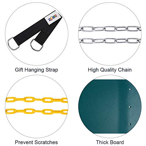 2 Pack Swings Seats Heavy Duty with 66" Chain Plastic Coated, Playground Swing Set Accessories Replacement with Snap Hooks and Hanging Strap