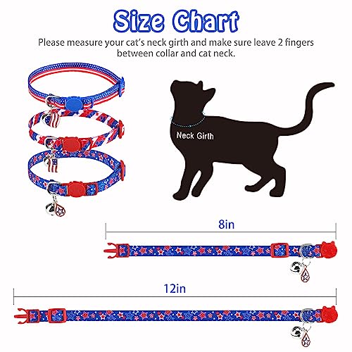 SCENEREAL Birthday Cat Collars Breakaway with Bells, 3 Pack Adjustable Cat Collars for Boy and Girl, Cute Cat Collar for Kitten Cats, Birthday Collar with Cake and Donut Jewelry