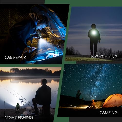 FORTO Compact Rechargeable Spotlight with Adjustable Focus, Handheld Spotlight with Stand, 823m Range, 3 Light Modes and LED Spot Lights Outdoor for Boating Hunting Camping Hiking,1400 Lumens
