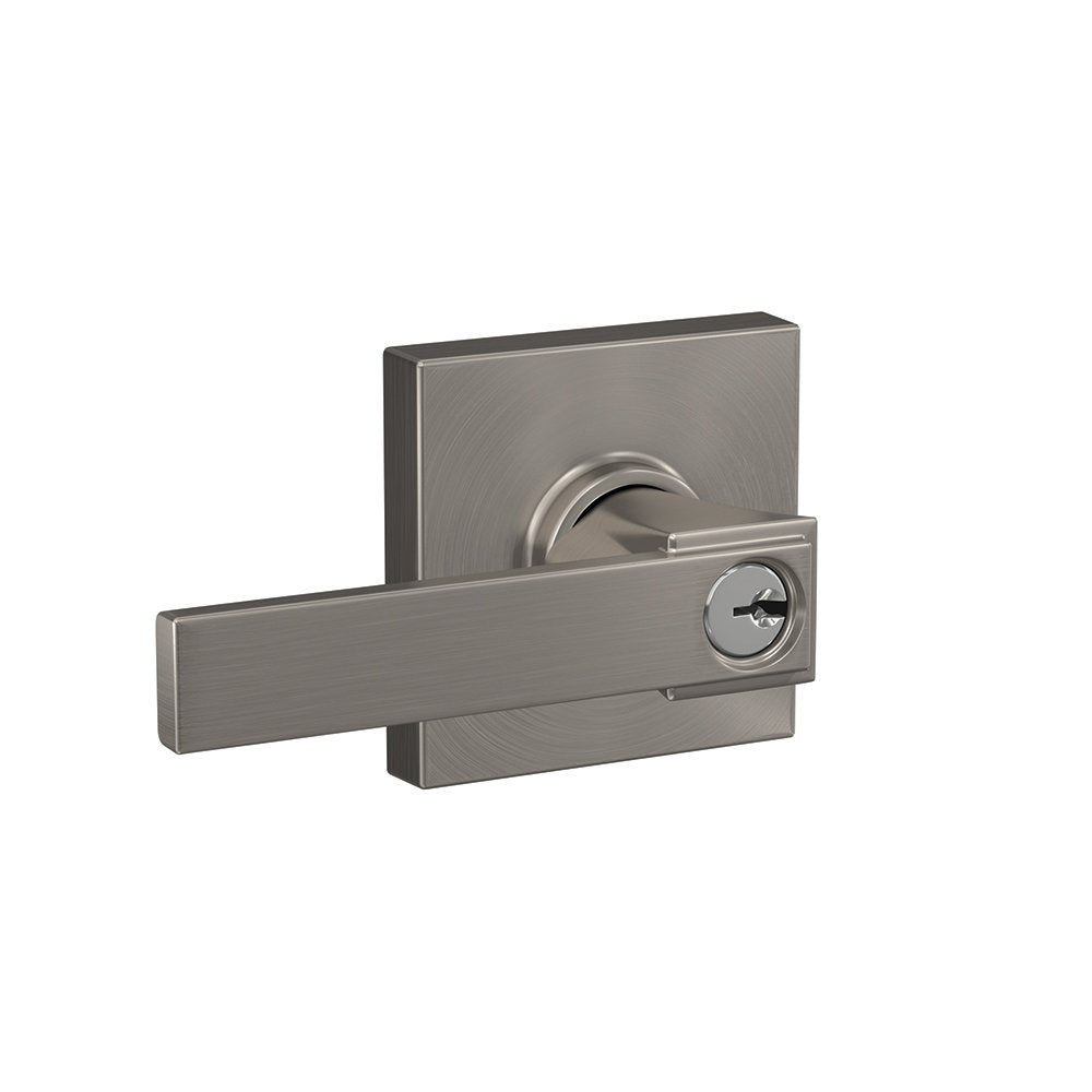Schlage F51A NBK 619 COL Northbrook Lever with Collins Trim Keyed Entry Lock, Satin Nickel