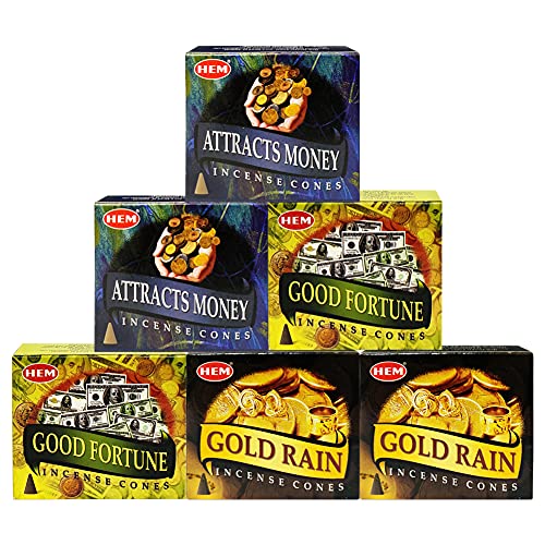 Hem Incense Cones Variety Pack #6 and Cone Incense Burner Bundle with 6 Most Admired Fragrances
