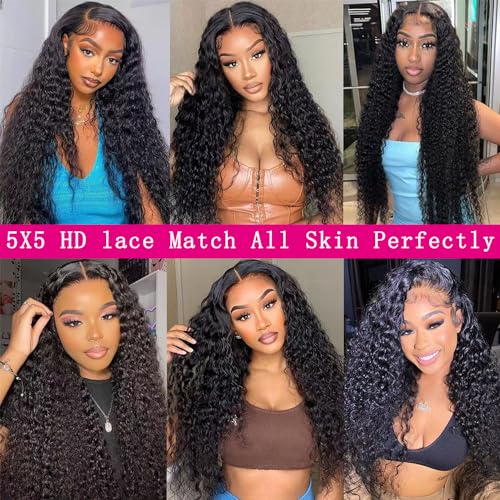 htsly Highlight Ombre Lace Front Wig Human Hair Pre Plucked 13x6 HD Honey Blonde Water Wave Lace Front Wigs for Black Women 4/27 Colored Wet Wavy Deep Curly Glueless Frontal Wigs Human Hair 32inch