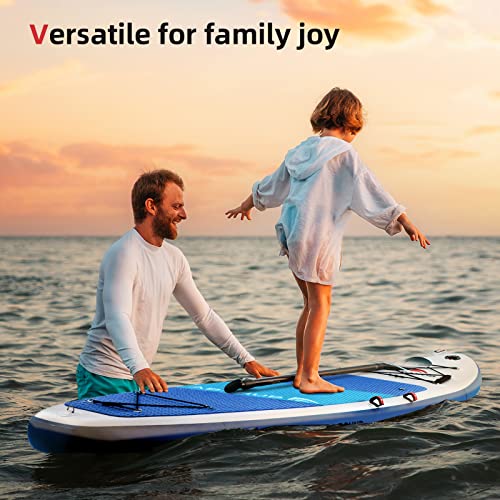 Abahub Inflatable SUP, Wide 10'6" x 31" x 6" iSUP,Blue Standup Paddleboard with Adjustable Paddle, Kayak Seat, for Yoga, Paddle Board, Kayaking, Surf, Canoe, Fishing