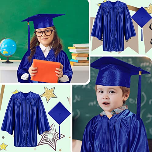 Leumoi 24 Pcs Kids Graduation Cap and Gown Tassel 2025 Graduation Costume Kindergarten Gown for Party(Small, Kids,Blue)