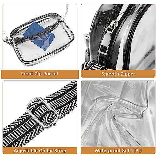 BOSTANTEN Clear Bag Stadium Approved Crossbody Bags Small Clear Purse with Adjustable Strap for Concerts Sports Black