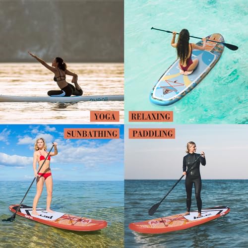 Outraveler Inflatable Stand Up Paddle Board with SUP Accessories, 9'x30 x5 Non-Slip SUP, Orange