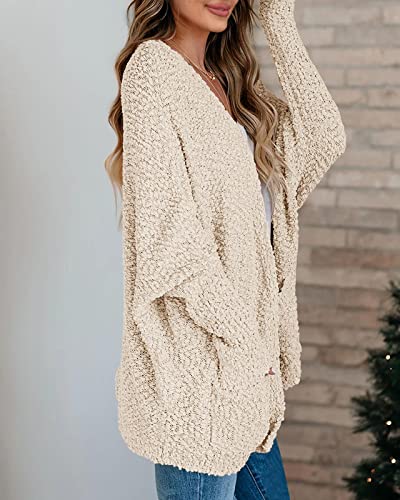 Saodimallsu Womens Fuzzy Cardigan Sweaters Oversized Open Front Long Sleeve Batwing Button Down Sweater with Pockets