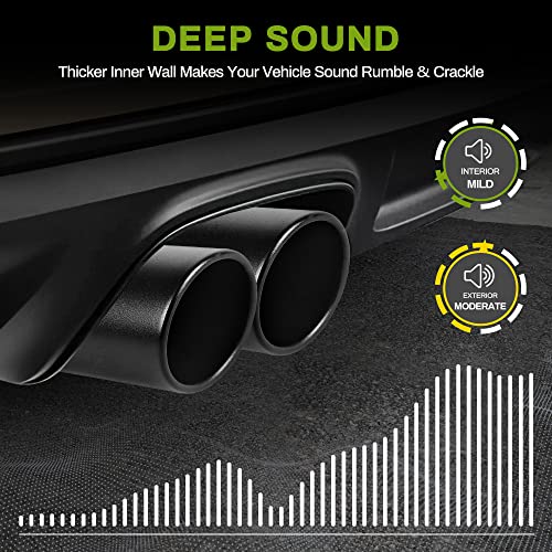 AUTOSAVER88 2.5 Inch Inlet Exhaust Tip, 2.5" Inlet 4" Outlet 9" Overall Length Black Powder Coated Finish Tailpipe Universal Stainless Exhaust Tips for 2.5" O.D. Tailpipe, Rolled Edge, Bolt On