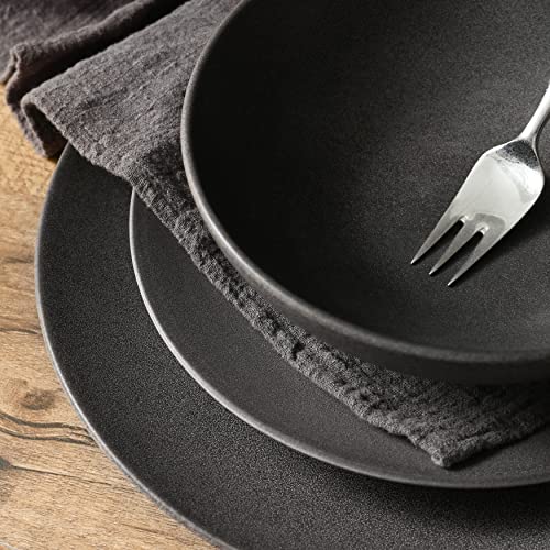 Stone Lain Grao Stoneware 16-Piece Dinnerware Set, Grey