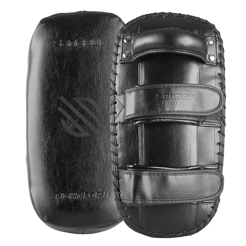Sanabul Upgraded Battle Forged Kickboxing Muay Thai Pads 2pcs Muay Thai Striking Coaching Gear Martial Arts Training Kick Pads 1 Pair - Black