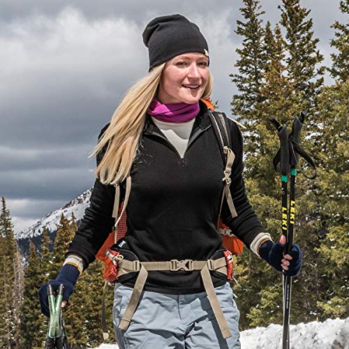 100% Merino Wool - Midweight Womens 1/4 Zip - Midlayer - Black - Small