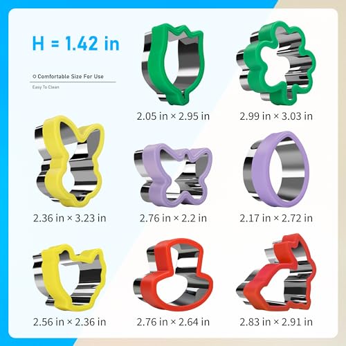Sliafwh 8 Pcs Cookie Cutters, Biscuit and Uncrustable Maker - Bunny, Chick, Butterfly and More Animal Cracker Shapes