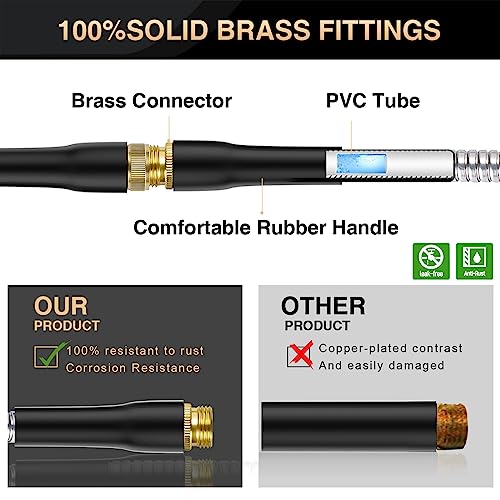 Garden Hose 50ft, Metal Water Hose with 10 Function Nozzle - Flexible Metal Garden Hose, Kink Free, Lightweight and Sturdy Water Hose, Metal Hose for Yard, 3/4" Fittings Metal Hose